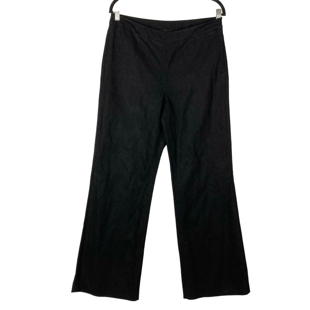nwot DONNA KARAN COLLECTION ITALY Pants 8 Linen Black Metal Straight Leg Zip